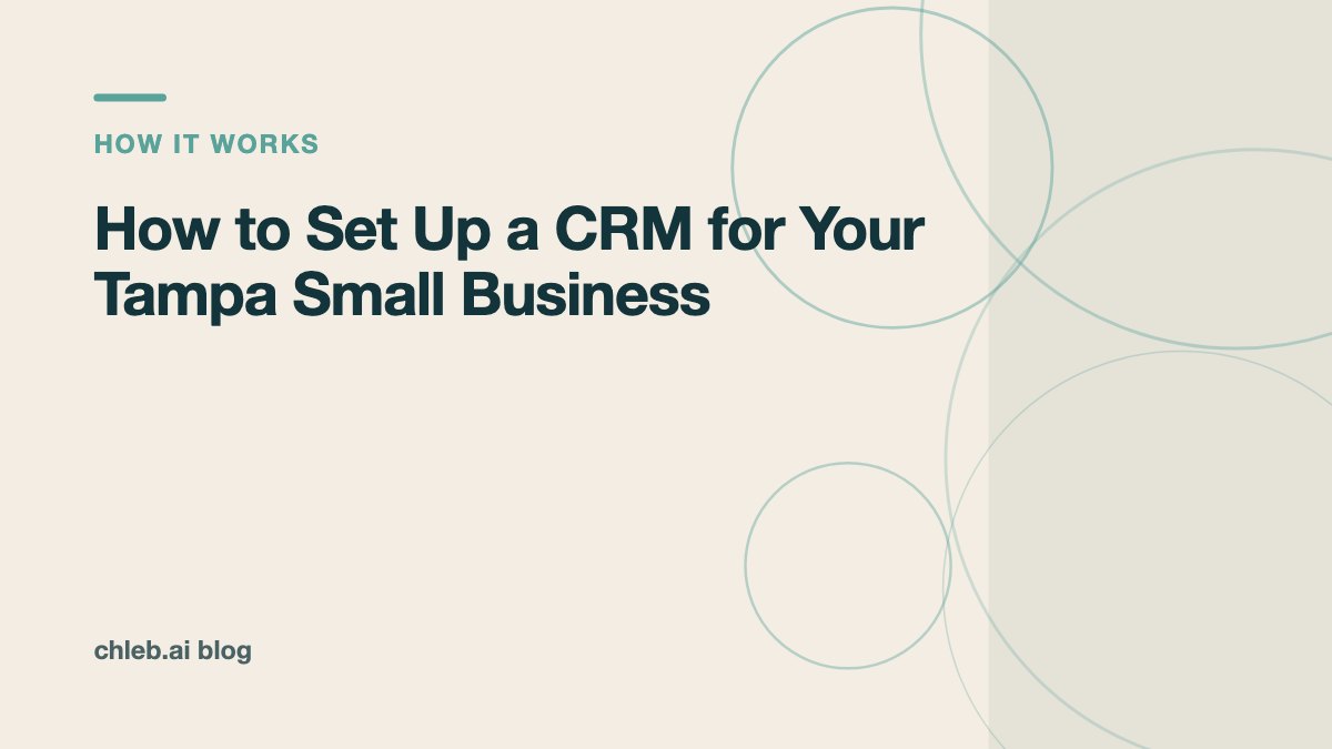 Cover card for the Chleb AI blog post titled How to Set Up a CRM for Your Tampa Small Business, labeled How it works
